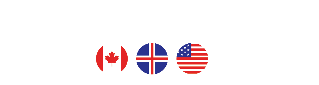 Logo for the Snorri Programs with 3 circles below, each featuring maps. Left to right the maps are for Canada, Iceland, The United States.
